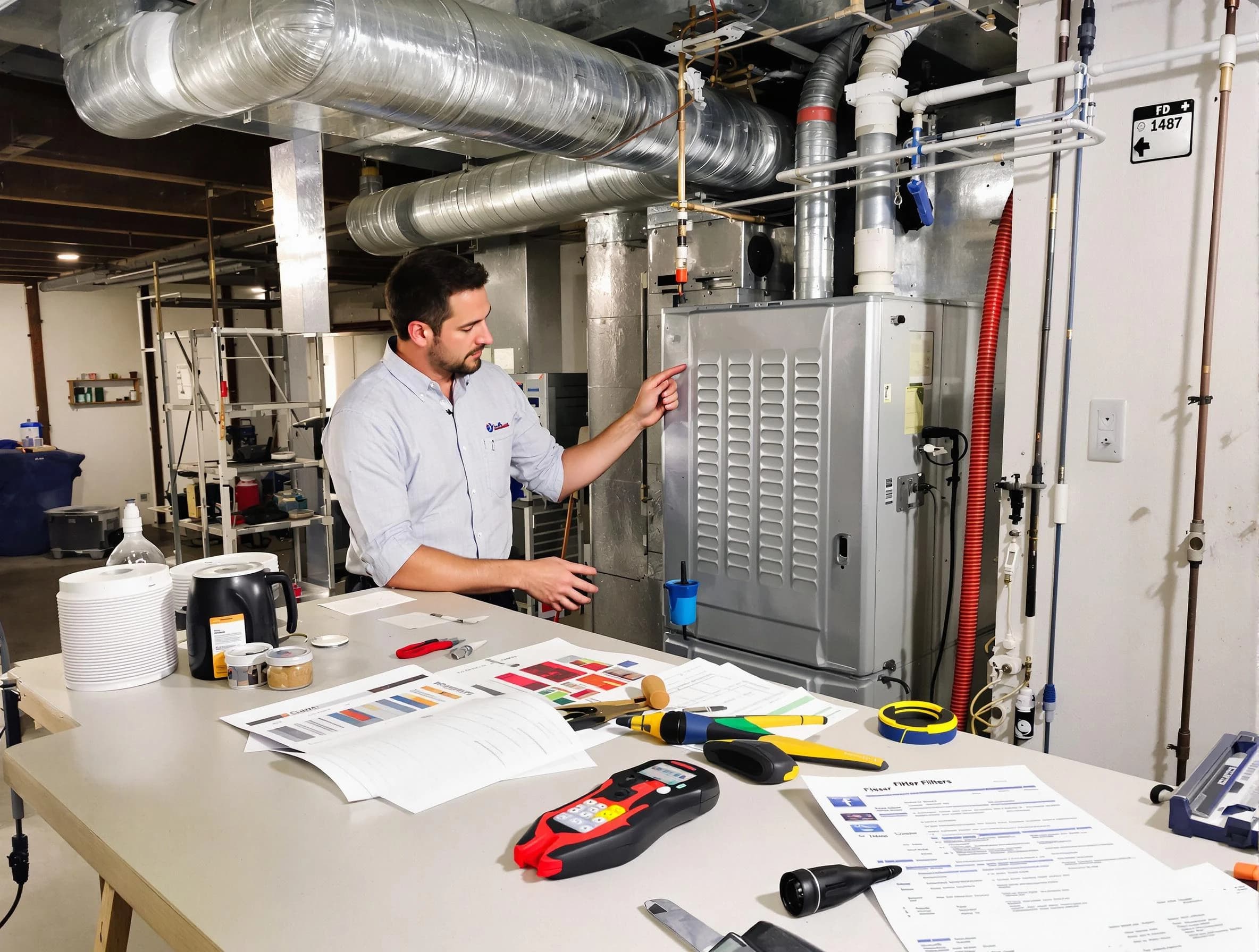 Woods Cross Air Duct Cleaning inspector conducting detailed filter system evaluation using professional diagnostic tools in Woods Cross