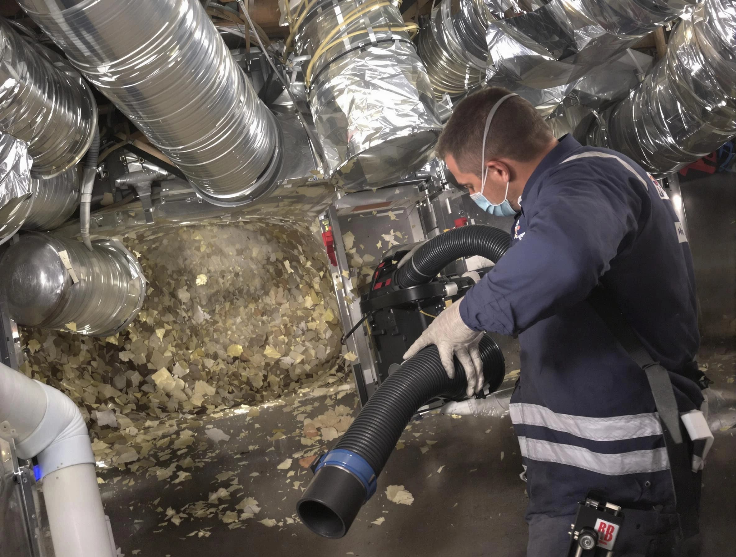 Woods Cross Air Duct Cleaning specialist operating negative pressure cleaning equipment for thorough duct maintenance in Woods Cross