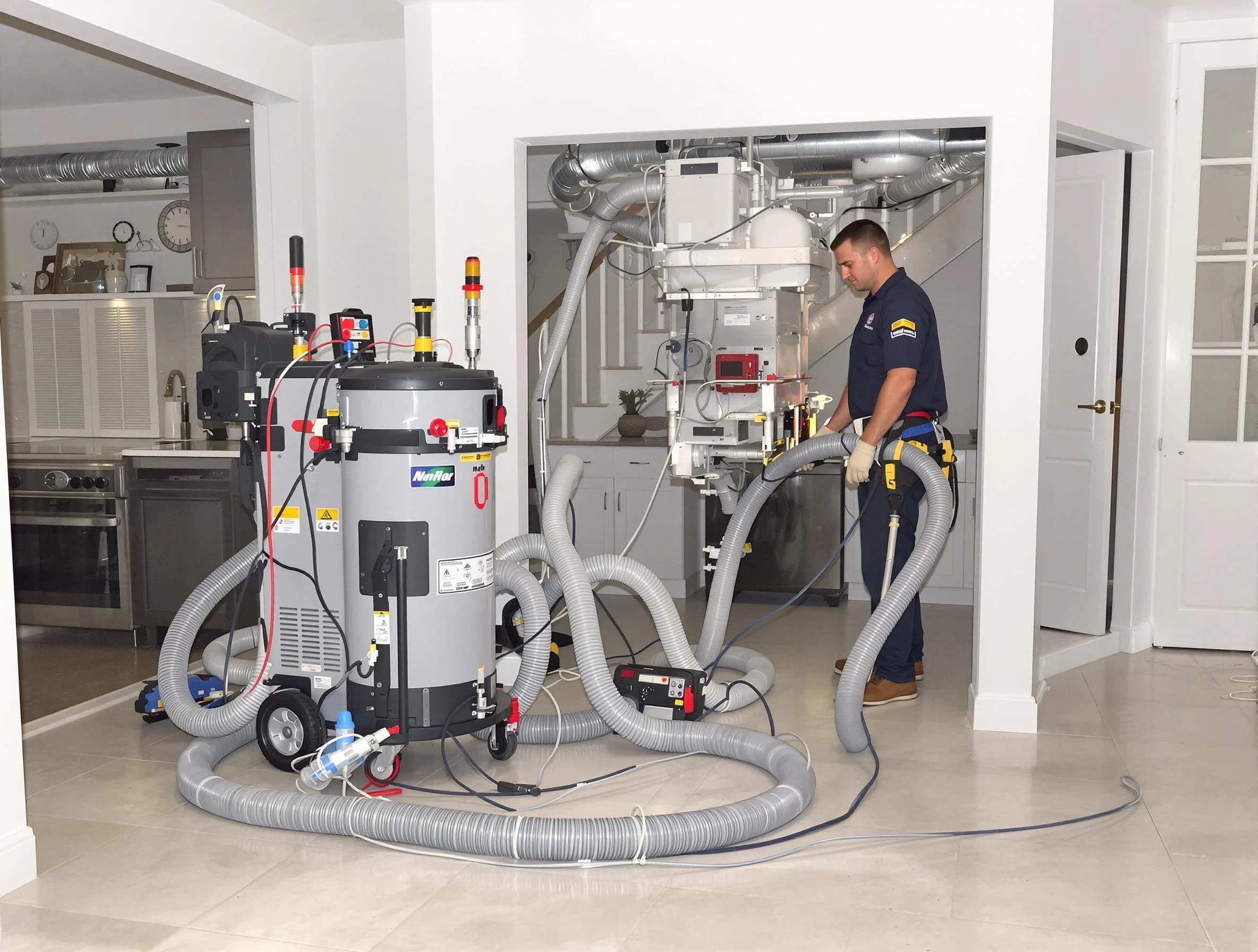 Woods Cross Air Duct Cleaning technician operating negative pressure cleaning equipment for thorough duct maintenance in Woods Cross