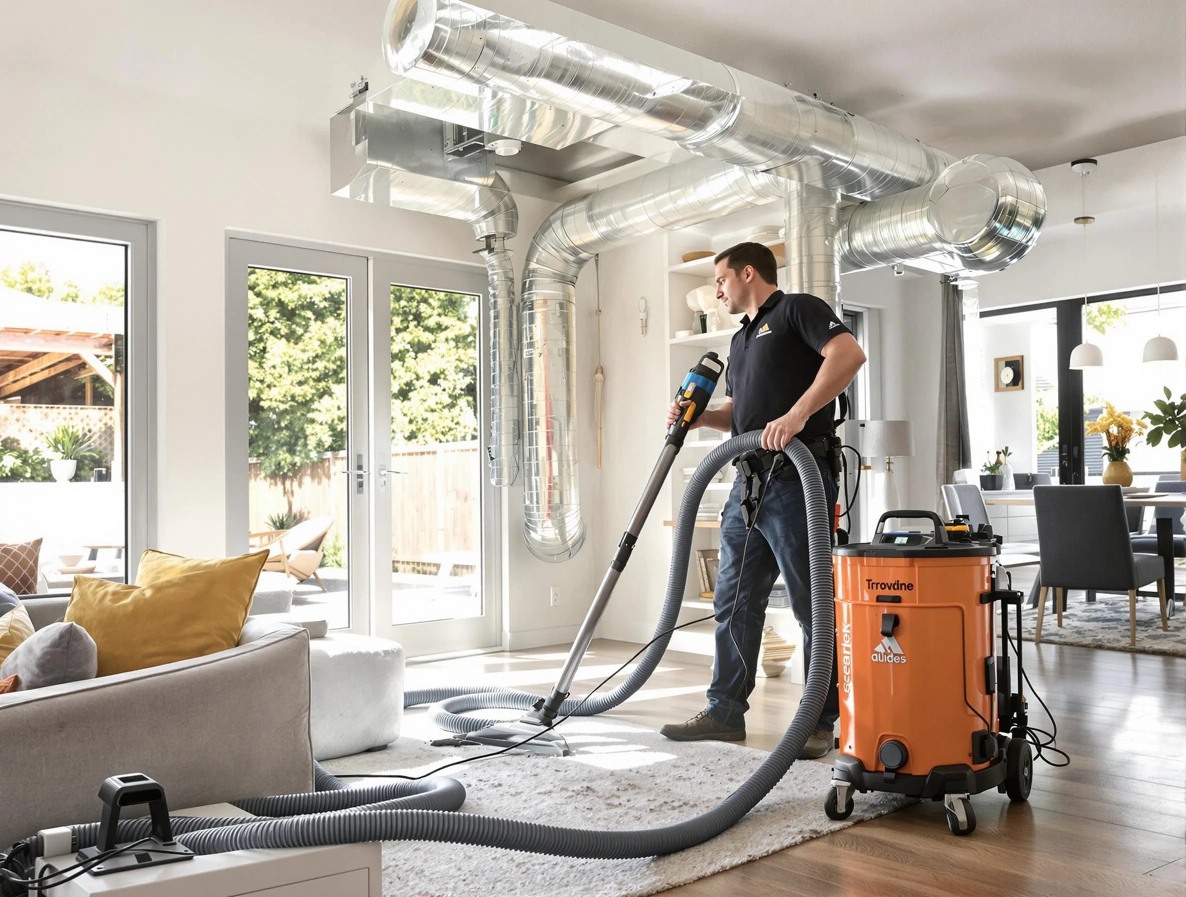 Woods Cross Air Duct Cleaning specialist performing thorough residential duct cleaning using advanced equipment in Woods Cross