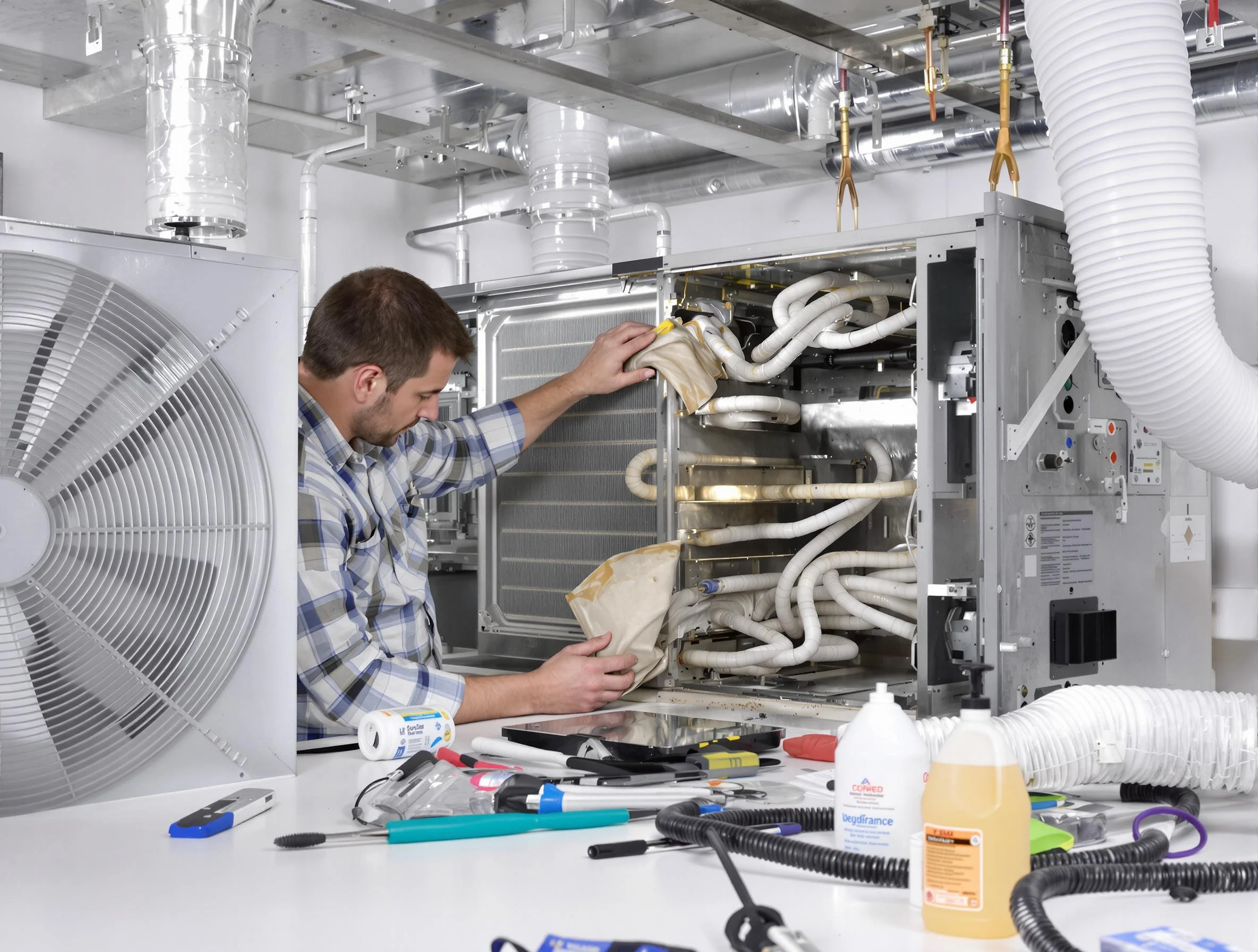 Woods Cross Air Duct Cleaning specialist performing precision AC coil cleaning in Woods Cross